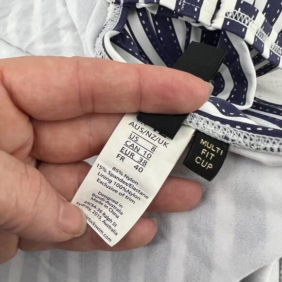 Nip Tuck Swim One Piece Bathing Suit Navy White Stripe Slimming Womens 8 - Picture 5 of 7